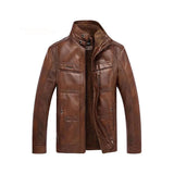Beast Original Leather Jacket - 100% Genuine Leather with Stand-Up Collar and Shearling Lining