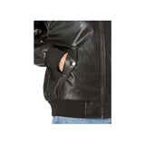 Nova Black Leather Bomber Jacket Fashion Wear Apparel
