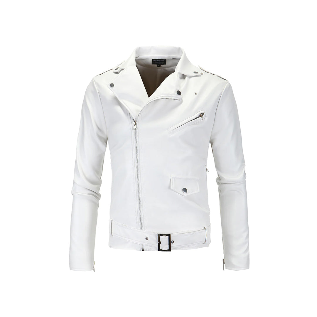 Asymmetrical Slim Fit Leather Jacket Fashion Wear Apparel