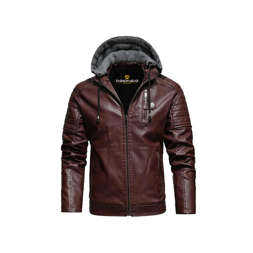 Avenger Hooded Leather Jacket Fashion Wear Apparel
