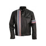 Vertical Striped Moto Jacket Fashion Wear Apparel