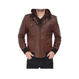 Guerrilla Hooded Bomber Leather Jacket Fashion Wear Apparel