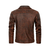 Vintage Distressed Leather Jacket Fashion Wear Apparel