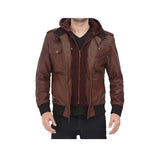 Guerrilla Hooded Bomber Leather Jacket Fashion Wear Apparel