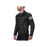 Striped Moto Leather Jacket Fashion Wear Apparel