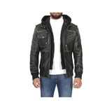 Guerrilla Black Hooded Bomber Jacket Fashion Wear Apparel