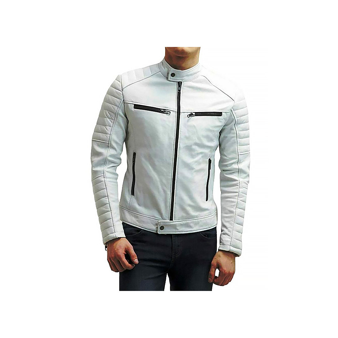 Genuine Leather Moto Jacket Fashion Wear Apparel