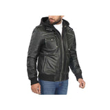 Guerrilla Black Hooded Bomber Jacket Fashion Wear Apparel