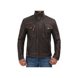 Vintage Moto Leather Jacket Fashion Wear Apparel