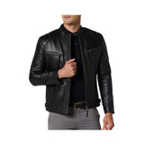 Snap Collar Moto Jacket Fashion Wear Apparel