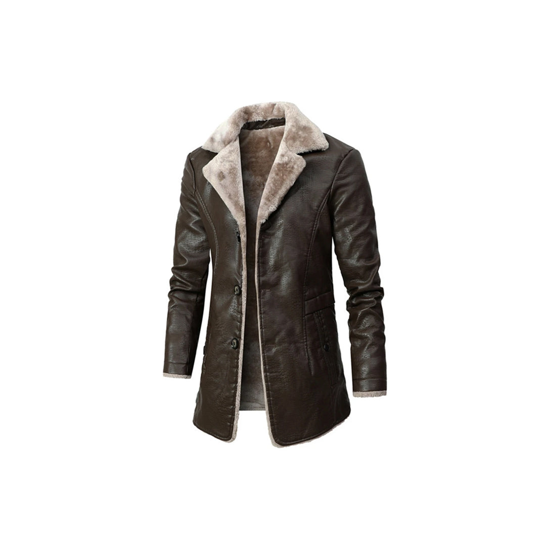 Men's Fur Collar Leather Coat Fashion Wear Apparel