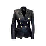 Women's Double Breasted Button Closure Style Genuine Blazer Jacket Fashion Wear Apparel