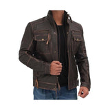 Vintage Moto Leather Jacket Fashion Wear Apparel