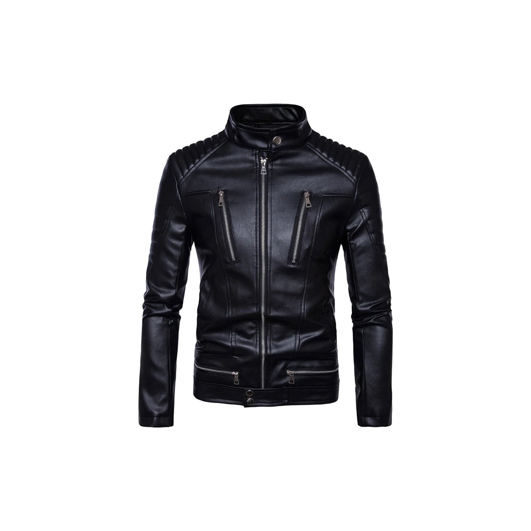 Classic Cross-Zip Leather Jacket Fashion Wear Apparel