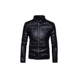 Classic Cross-Zip Leather Jacket Fashion Wear Apparel