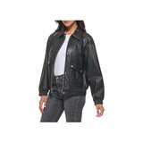 Posh Black Leather Bomber Jacket Fashion Wear Apparel