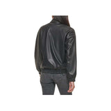 Posh Black Leather Bomber Jacket Fashion Wear Apparel