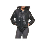 Posh Black Leather Bomber Jacket Fashion Wear Apparel