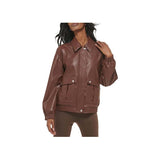 Posh Brown Leather Bomber Jacket Fashion Wear Apparel