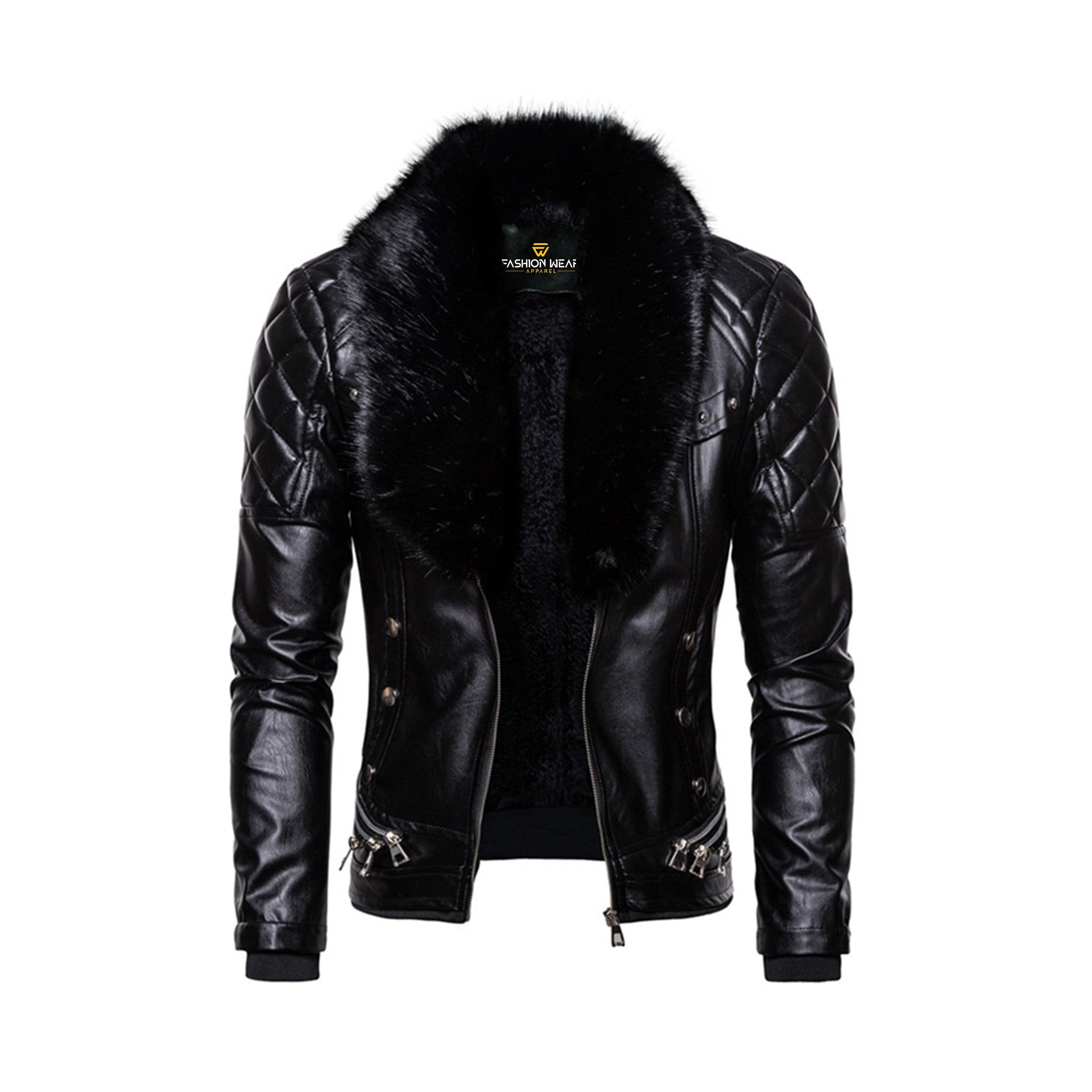 Removable Fur Collar Moto Jacket Fashion Wear Apparel