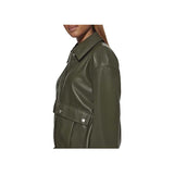 Posh Green Leather Bomber Jacket Fashion Wear Apparel