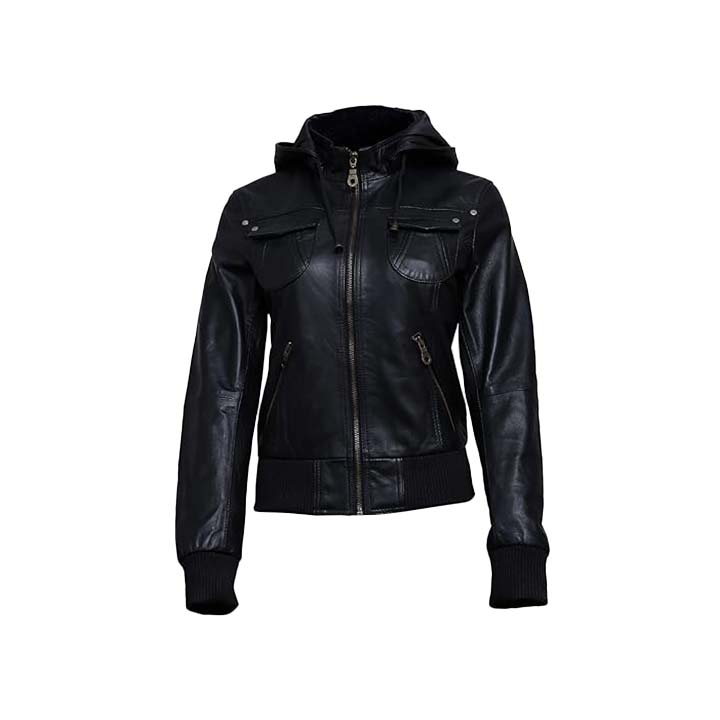 Nexus Black Leather Bomber Jacket Fashion Wear Apparel