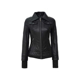 Mystique Black Leather Bomber Jacket Fashion Wear Apparel