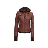 Mystique Brown Leather Bomber Jacket Fashion Wear Apparel