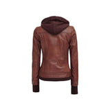 Mystique Brown Leather Bomber Jacket Fashion Wear Apparel