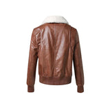 Radiance Brown Leather Bomber Jacket Fashion Wear Apparel