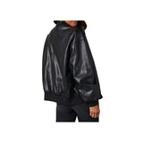 Ember Black Leather Bomber Jacket Fashion Wear Apparel