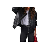 Ember Black Leather Bomber Jacket Fashion Wear Apparel