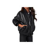 Ember Black Leather Bomber Jacket Fashion Wear Apparel