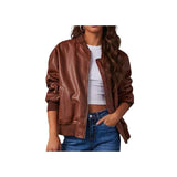 Ember Brown Leather Bomber Jacket Fashion Wear Apparel