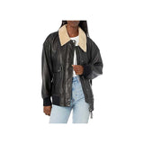 Blaze Black Leather Bomber Jacket Fashion Wear Apparel