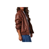 Ember Brown Leather Bomber Jacket Fashion Wear Apparel