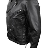 Belted Moto Jacket with Side Laces Fashion Wear Apparel