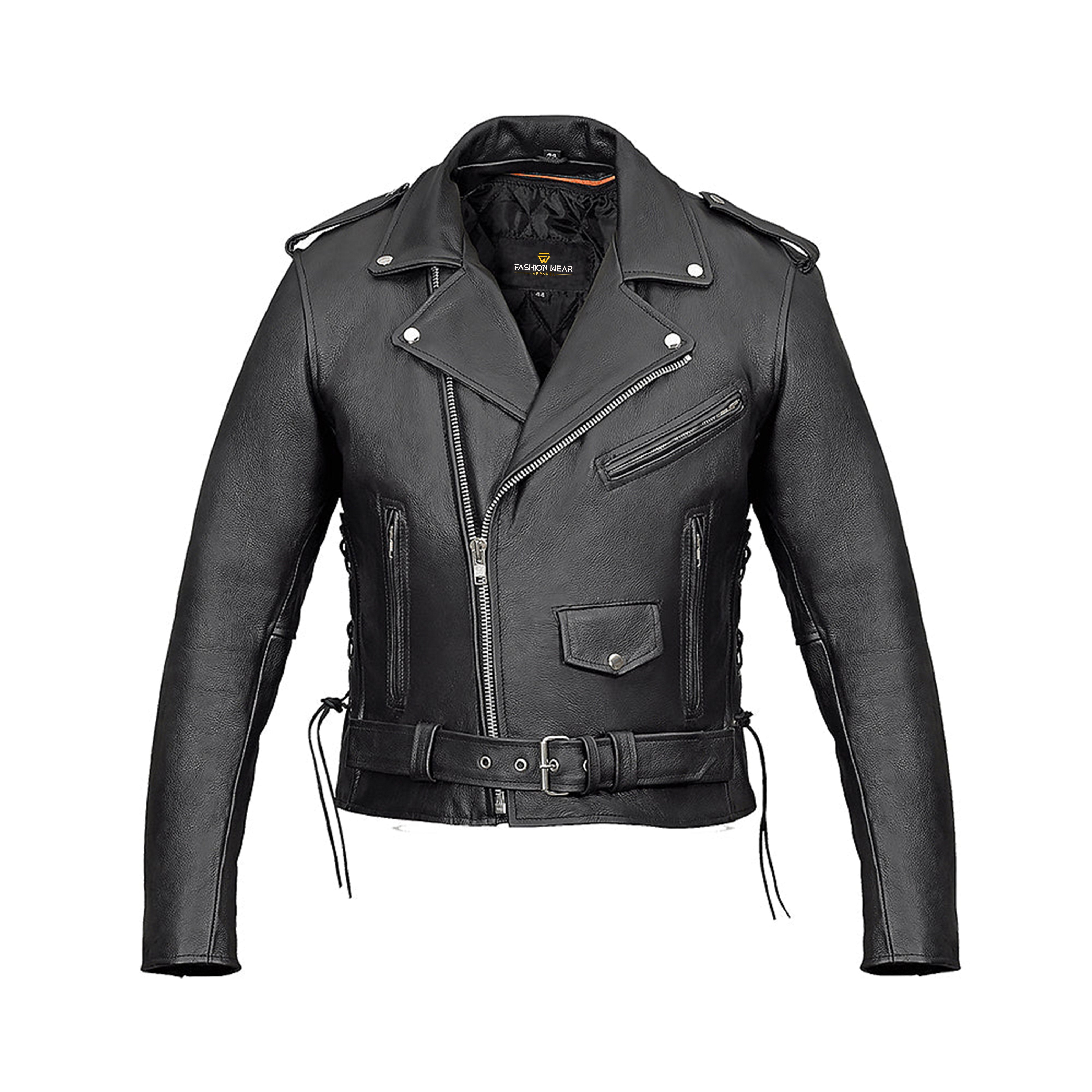 Belted Moto Jacket with Side Laces Fashion Wear Apparel