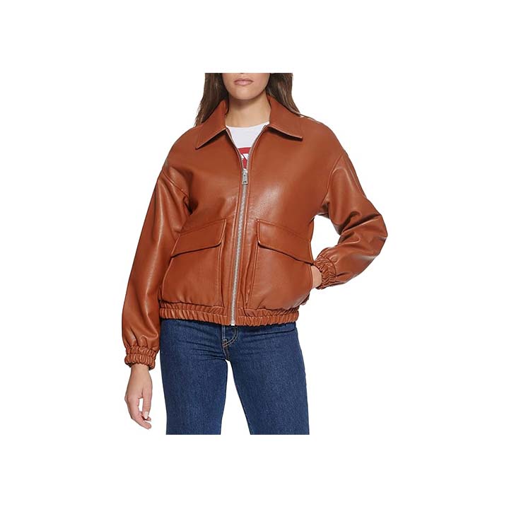 Luna Brown Leather Bomber Jacket Fashion Wear Apparel