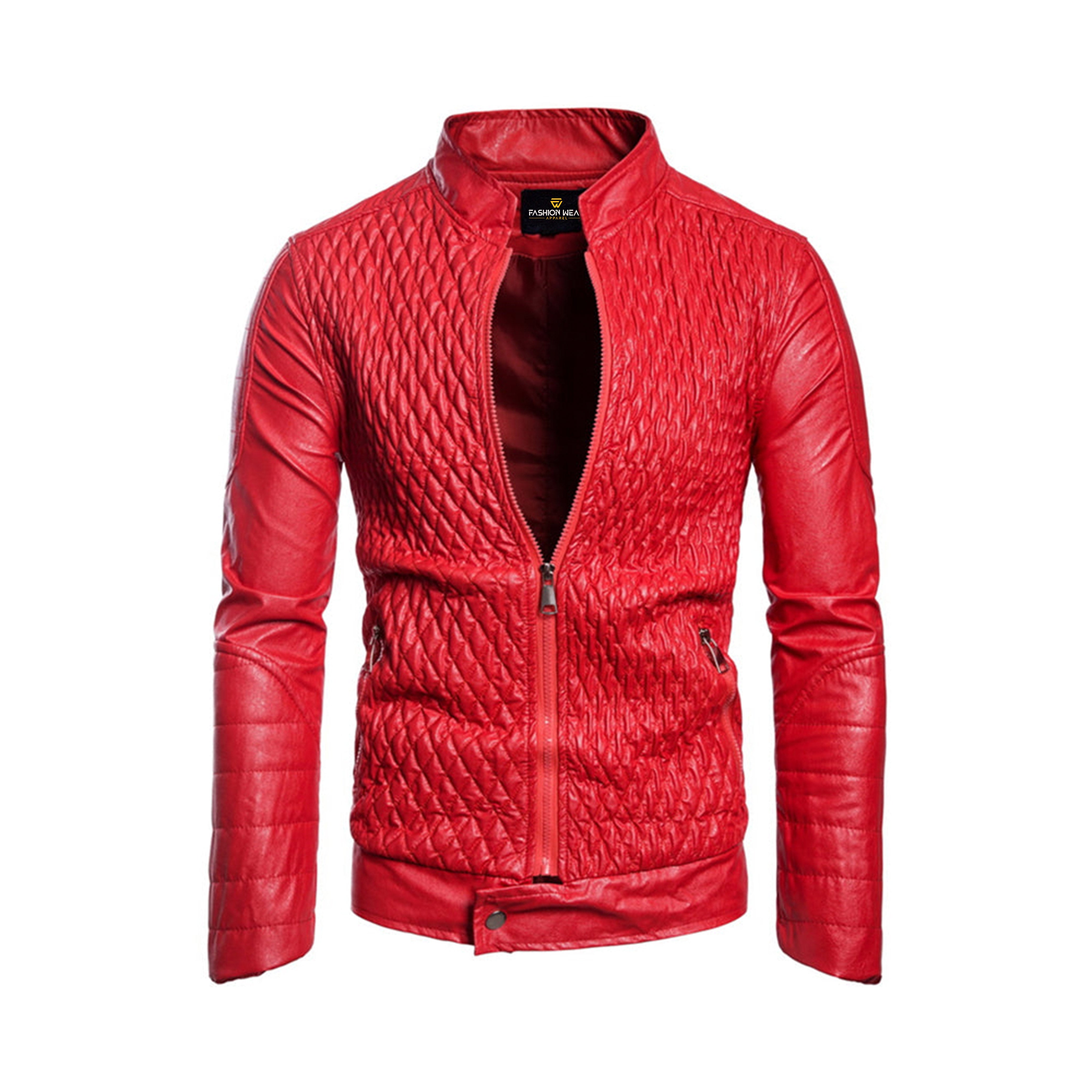 Diamond Quilted Leather Jacket Fashion Wear Apparel