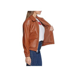 Luna Brown Leather Bomber Jacket Fashion Wear Apparel