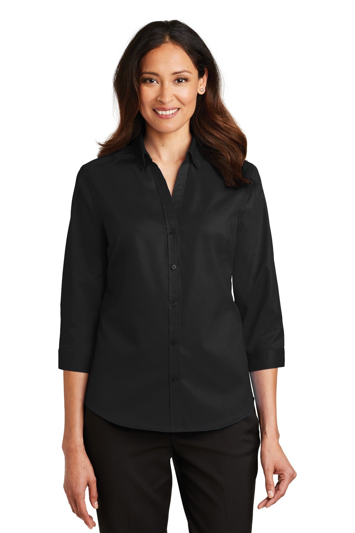 Port Authority L665 Ladies 3/4-Sleeve SuperPro Twill Shirt. Fashion Wear Apparel