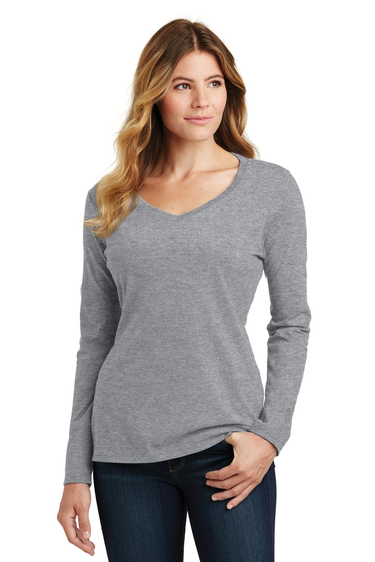 Port & Company LPC450VLS Women Long Sleeve Fan Favorite V-Neck Tee Fashion Wear Apparel