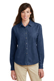 Port & Company LSP10 Womens Long Sleeve Value Denim Shirt Fashion Wear Apparel