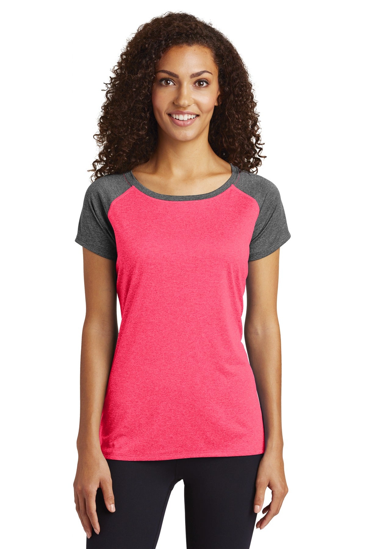 Sport Tek LST362 Ladies Heather On Heather Contender Scoop Neck Tee Fashion Wear Apparel