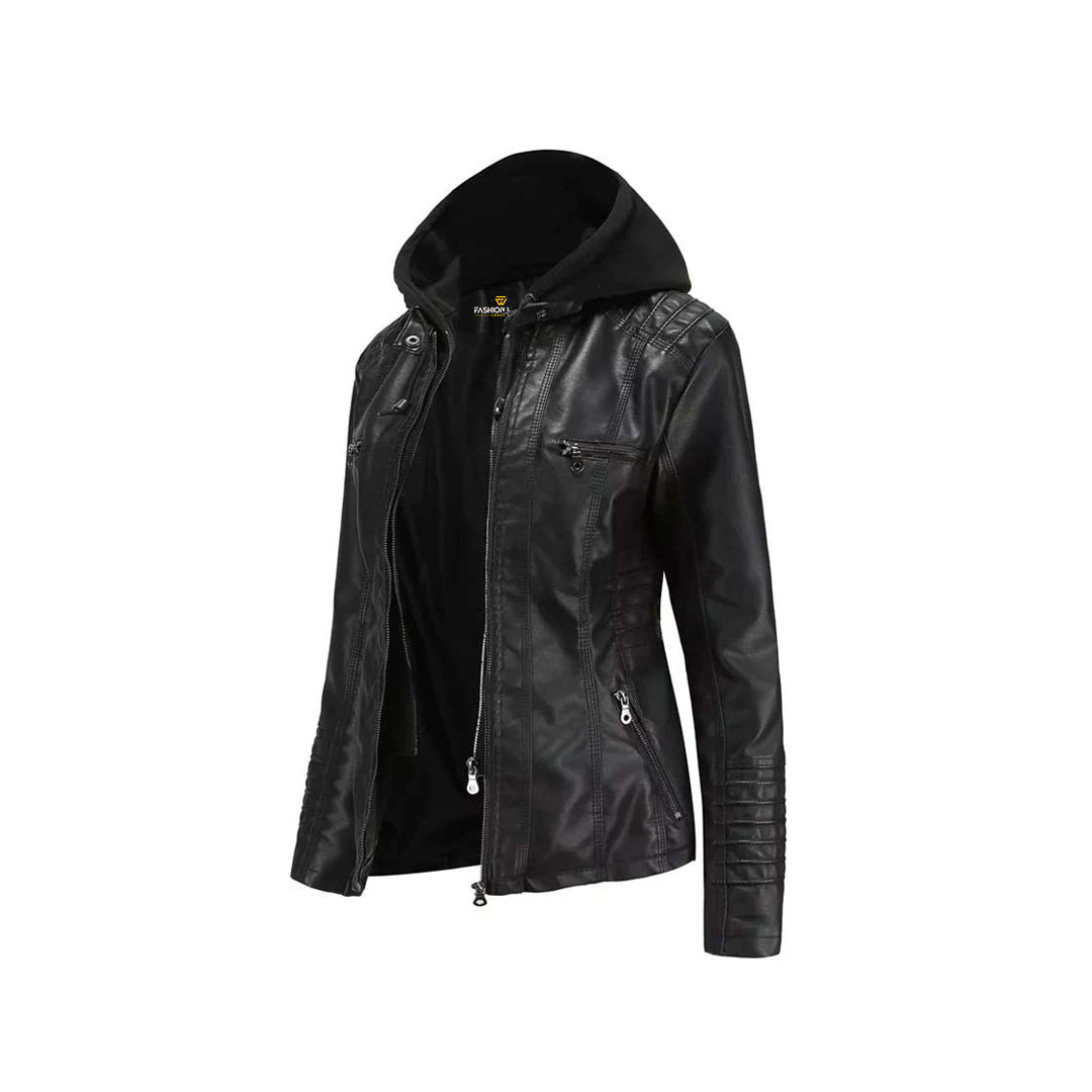 Women Winter Original Leather Biker Jacket Fashion Wear Apparel