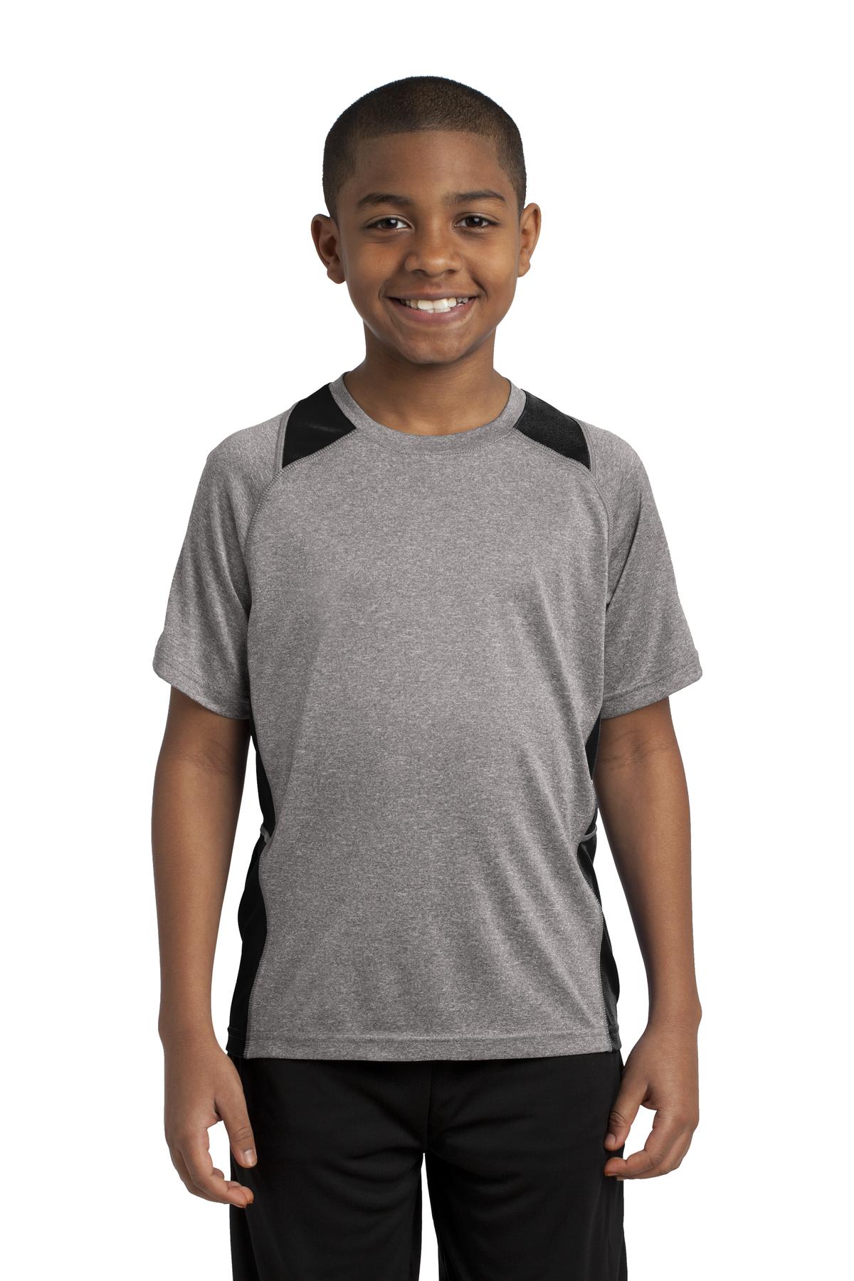 Sport-Tek YST361 Youth Heather Colorblock Contender Tee Fashion Wear Apparel